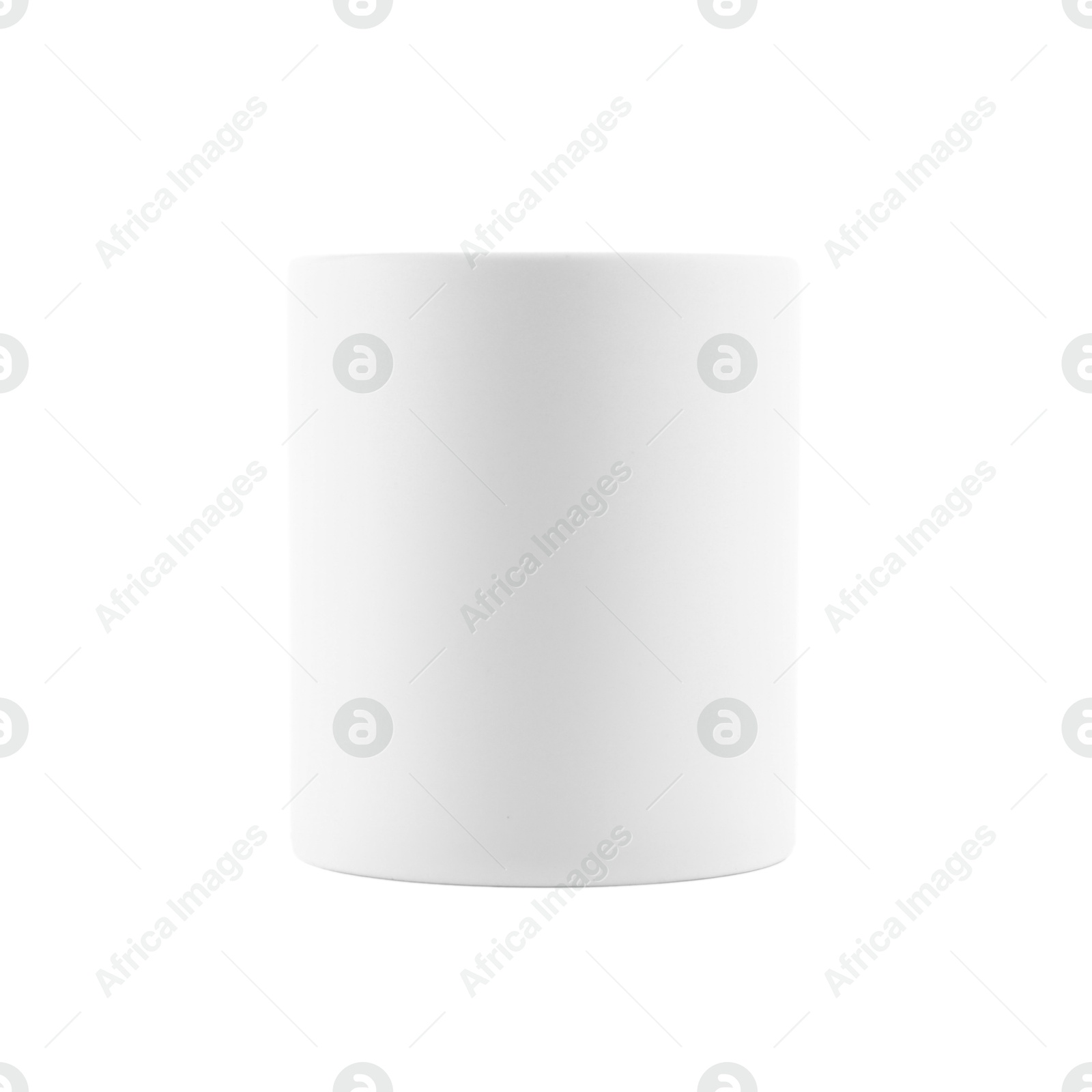 Photo of One blank ceramic mug isolated on white. Mockup for design