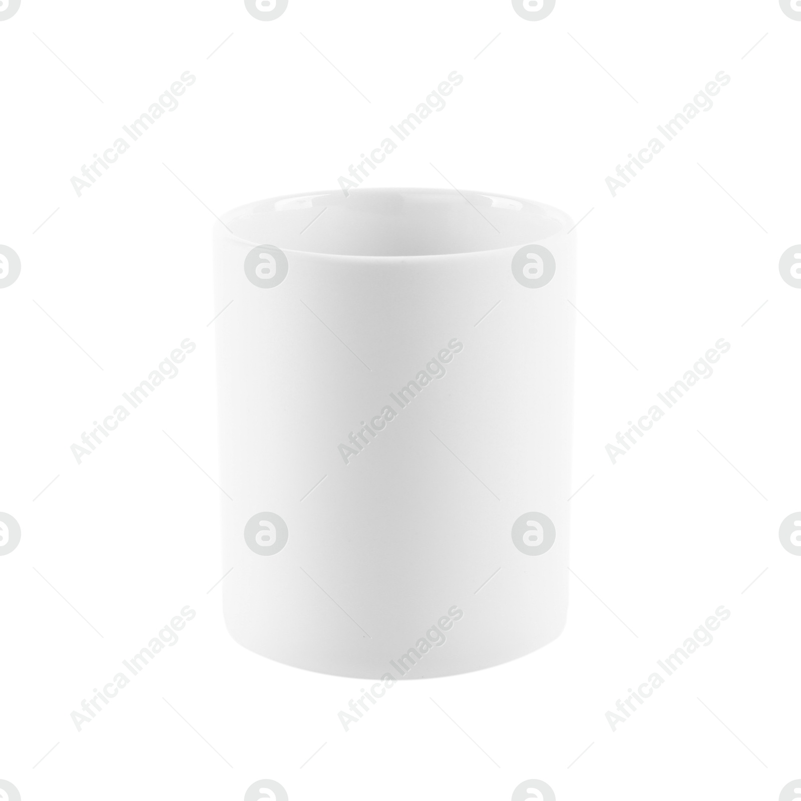 Photo of One blank ceramic mug isolated on white. Mockup for design