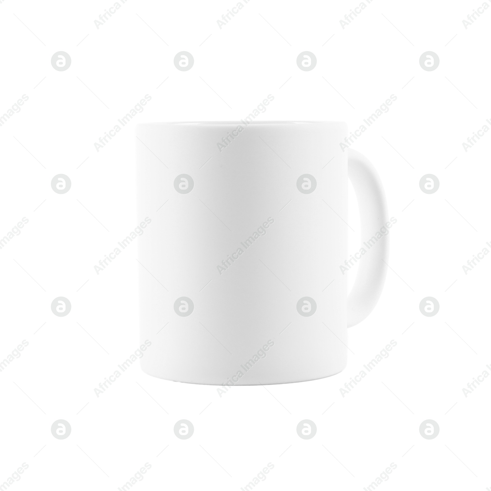 Photo of One blank ceramic mug isolated on white. Mockup for design