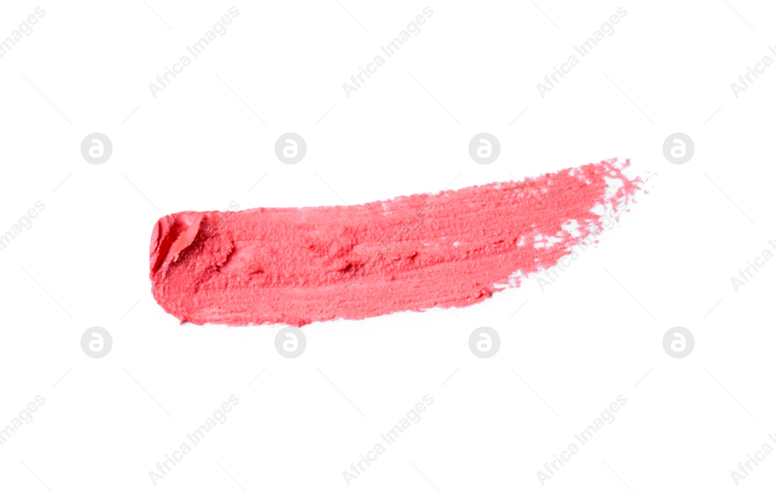 Photo of Stroke of beautiful lipstick isolated on white, top view