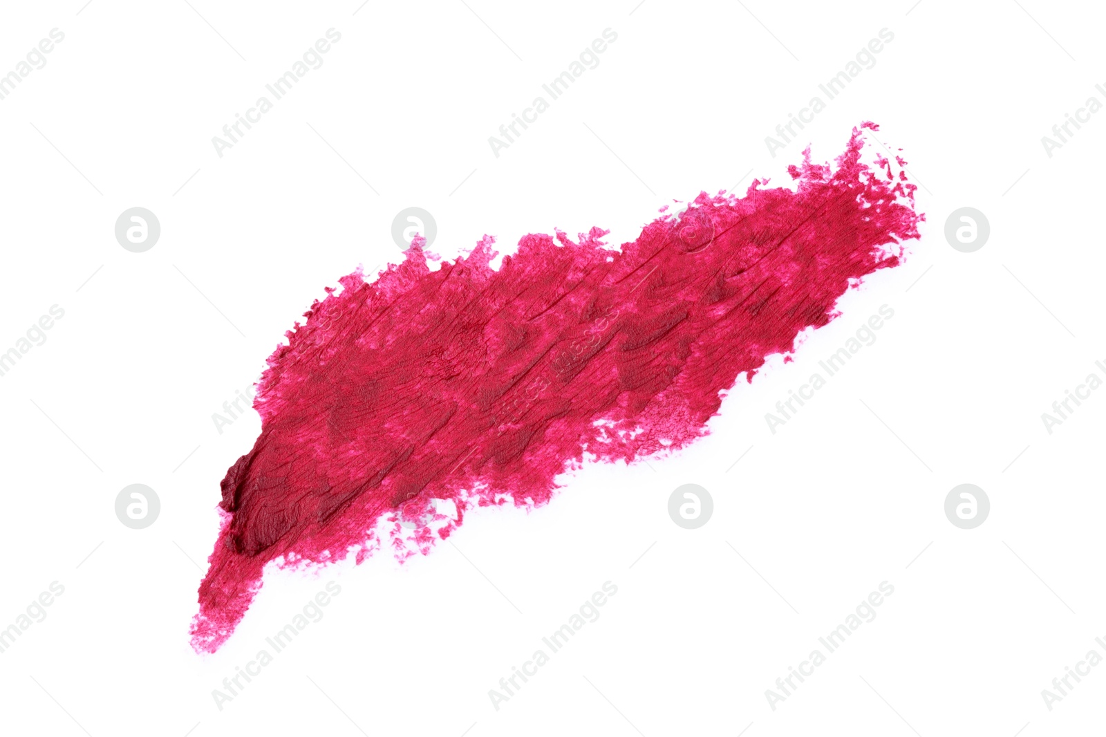 Photo of Stroke of beautiful lipstick isolated on white, top view