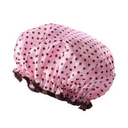 Photo of One pink shower cap isolated on white