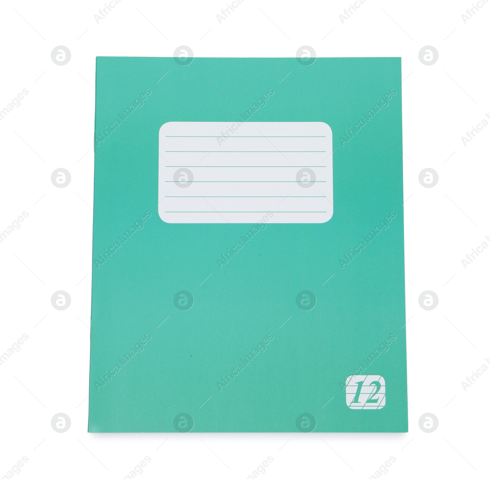 Photo of One copybook isolated on white, top view. School stationery