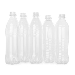 Many empty plastic bottles isolated on white