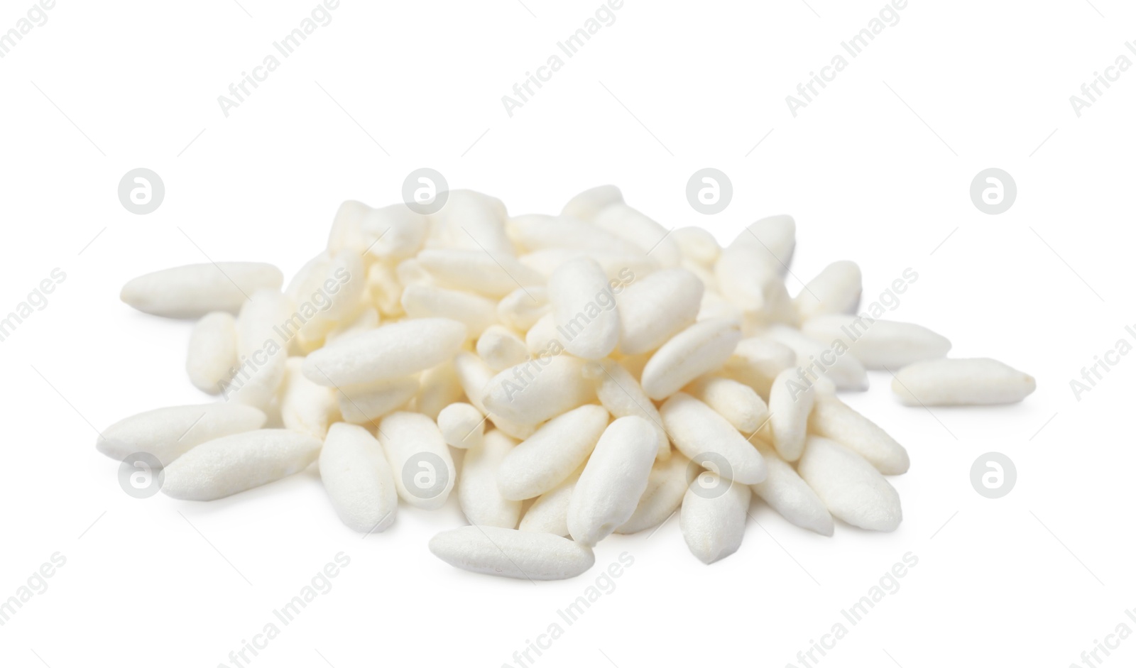 Photo of Heap of puffed rice isolated on white