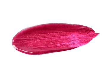 Photo of Sample of pink lip gloss isolated on white