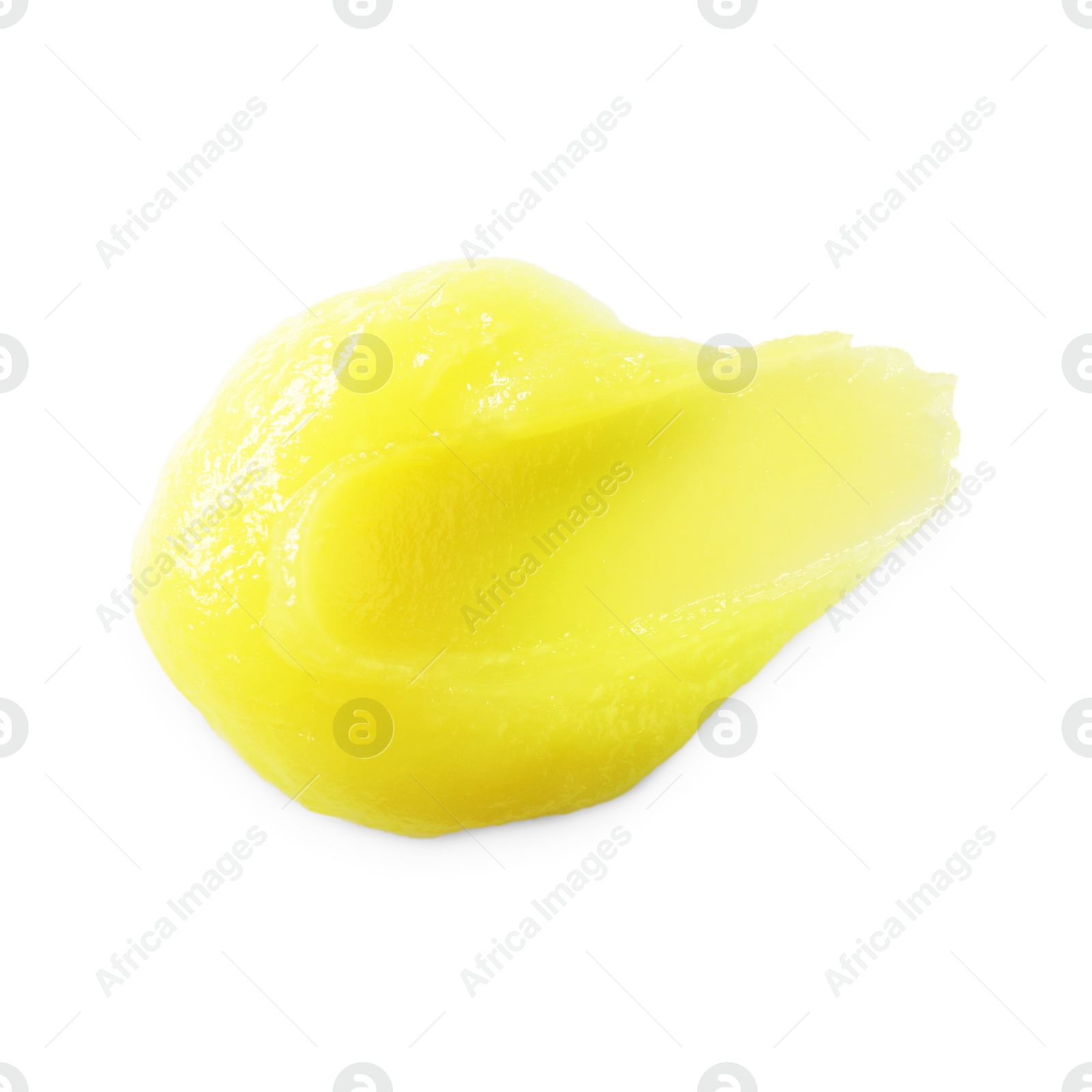 Photo of Sample of cosmetic product isolated on white, top view