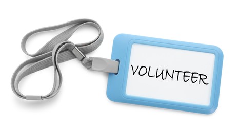 Image of Badge with word Volunteer isolated on white