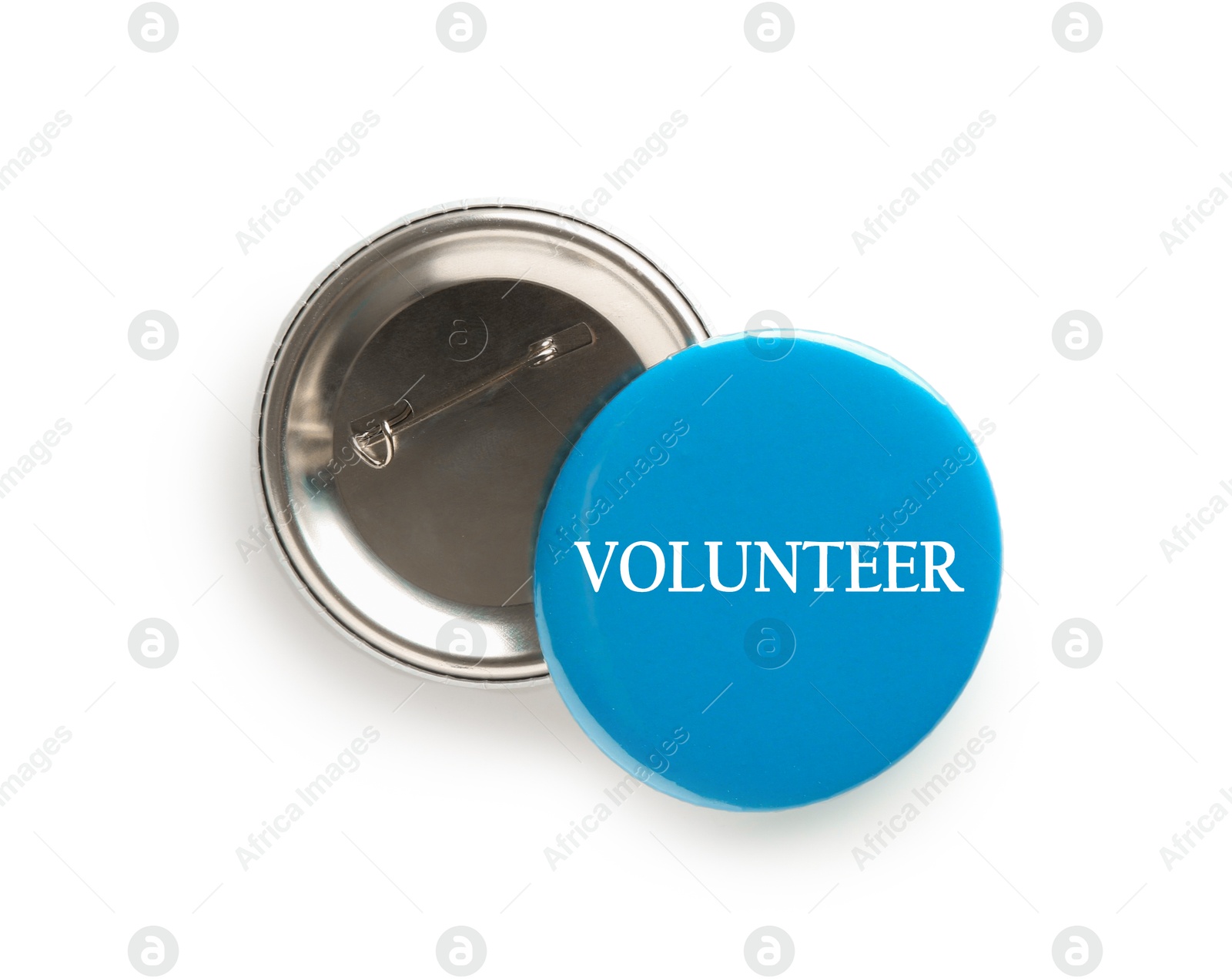 Image of Button badge with word Volunteer isolated on white