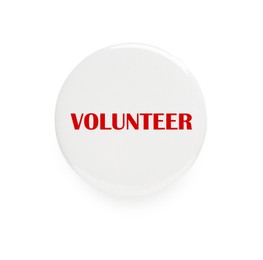 Image of Button badge with word Volunteer isolated on white