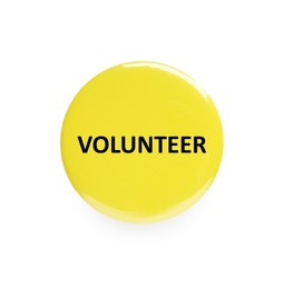 Image of Button badge with word Volunteer isolated on white