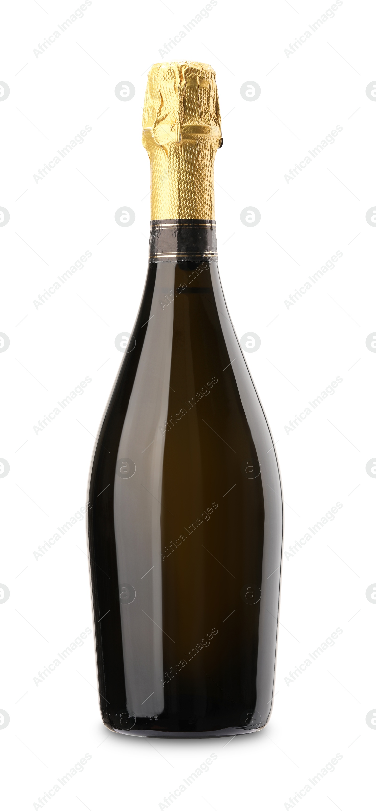 Photo of One bottle of champagne isolated on white