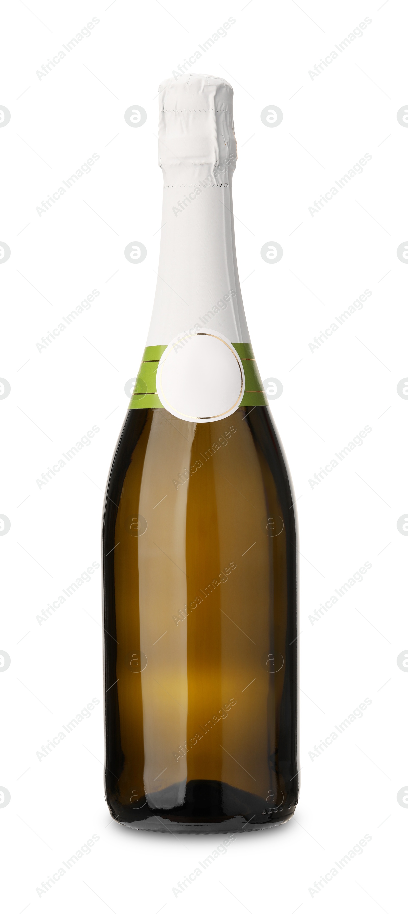 Photo of One bottle of champagne isolated on white