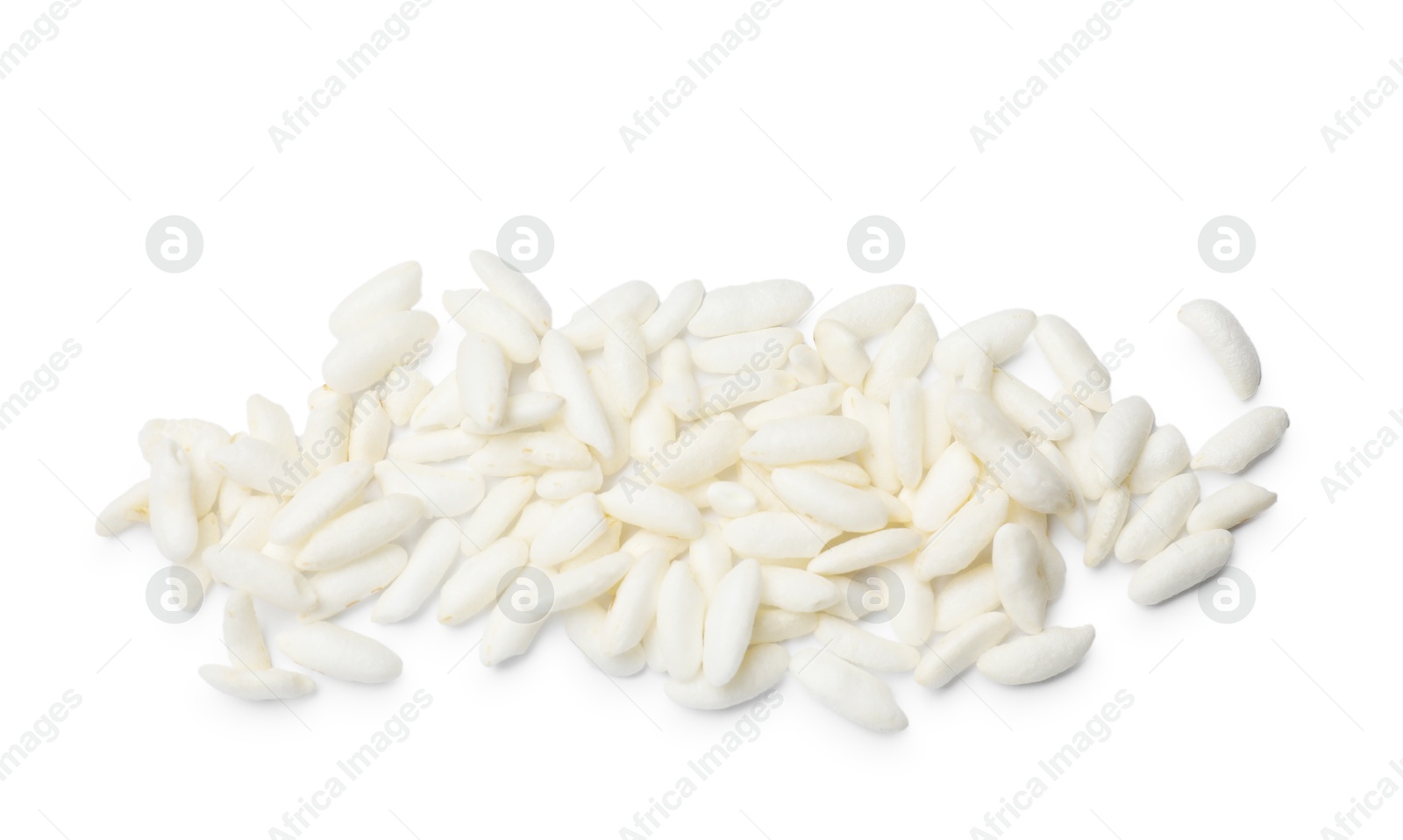 Photo of Heap of puffed rice isolated on white