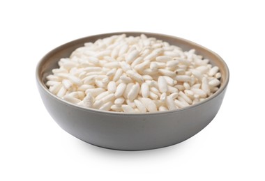 Photo of Puffed rice in bowl isolated on white