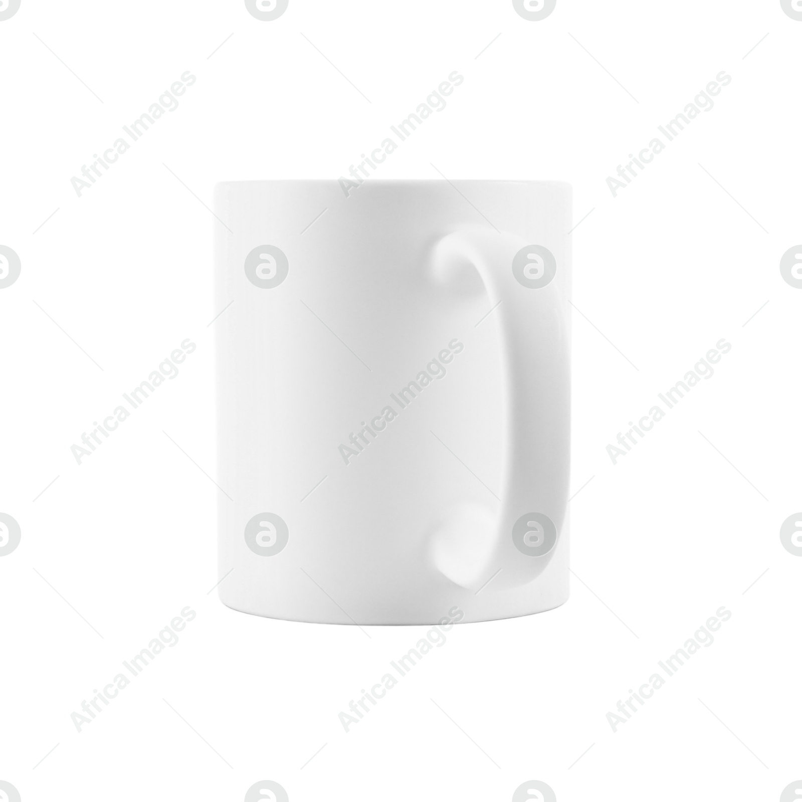 Photo of One blank ceramic mug isolated on white. Mockup for design