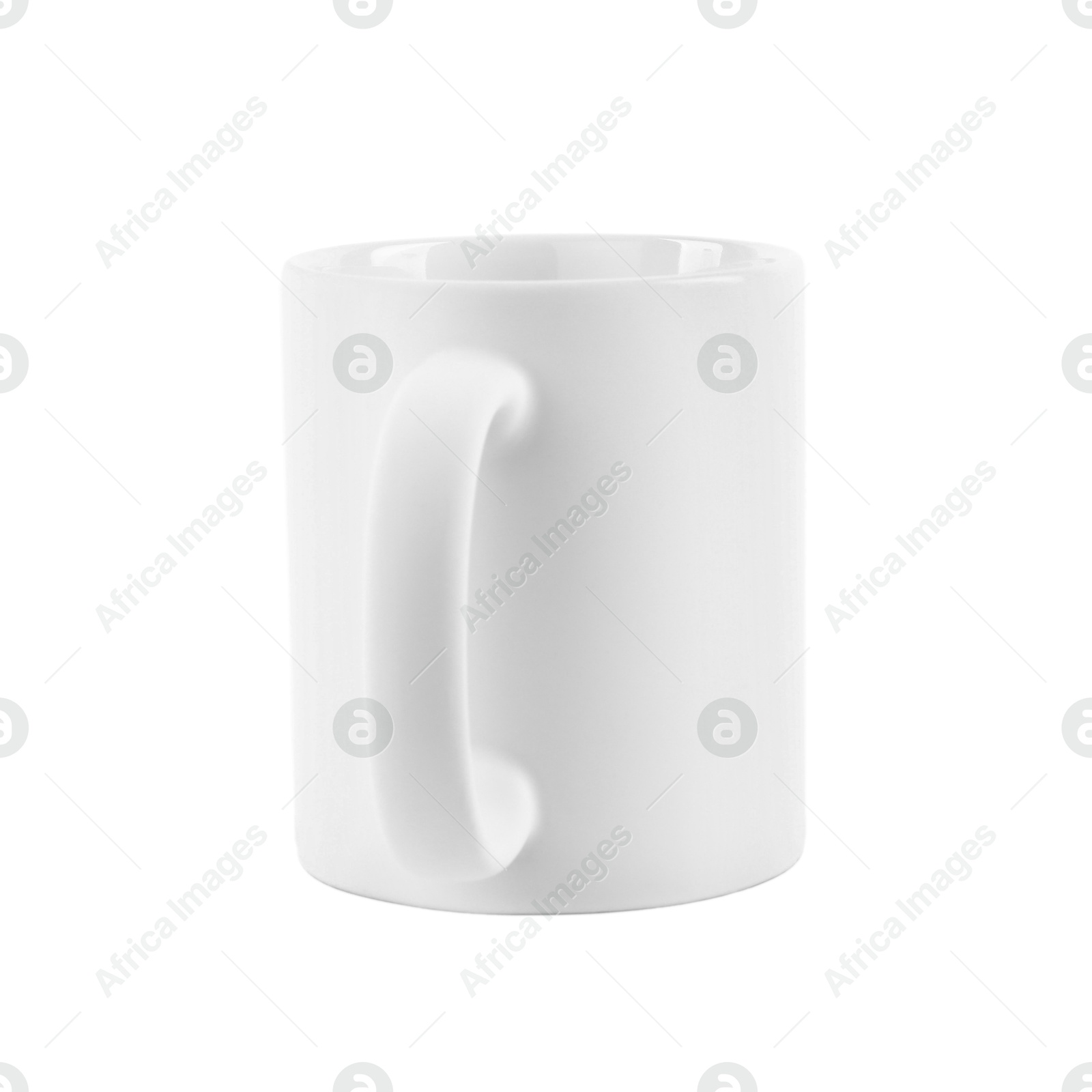 Photo of One blank ceramic mug isolated on white. Mockup for design