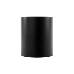 Photo of One blank black ceramic mug isolated on white. Mockup for design