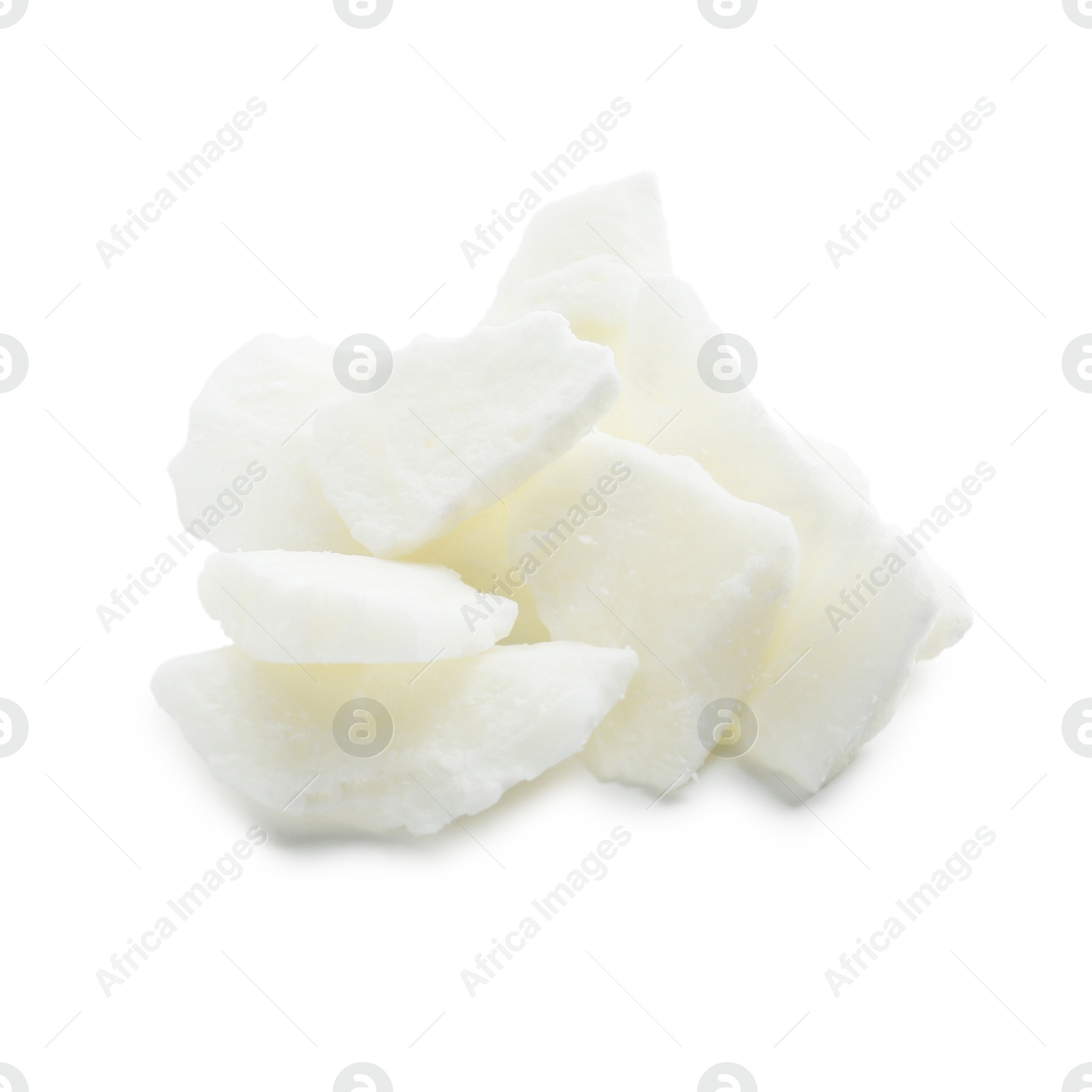 Photo of Pile of soy wax isolated on white