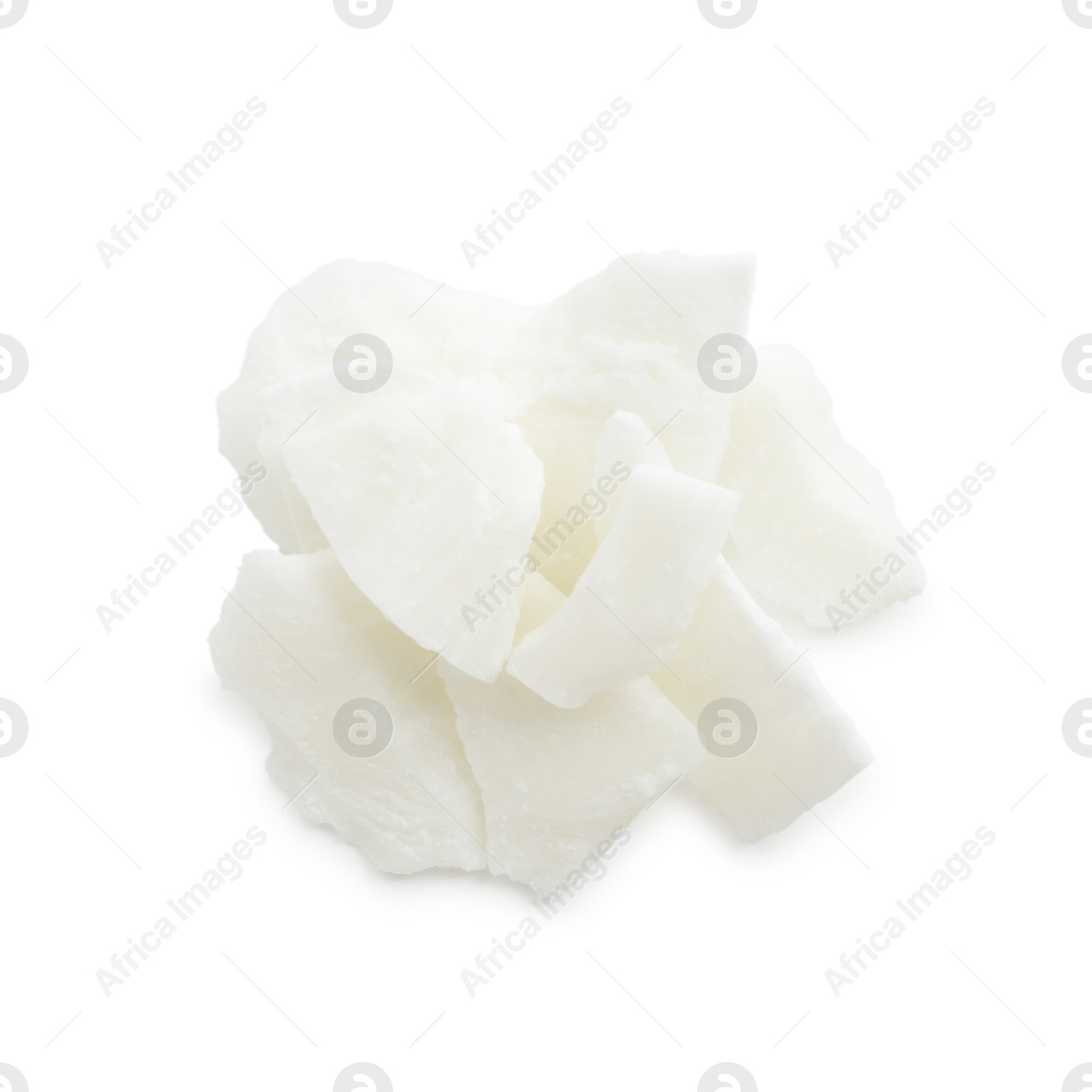 Photo of Soy wax isolated on white, top view