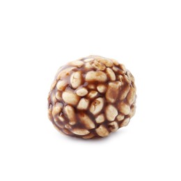 Photo of One chocolate puffed rice ball isolated on white