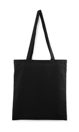 One black shopping bag isolated on white. Mockup for design