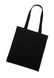 Photo of One black shopping bag isolated on white. Mockup for design