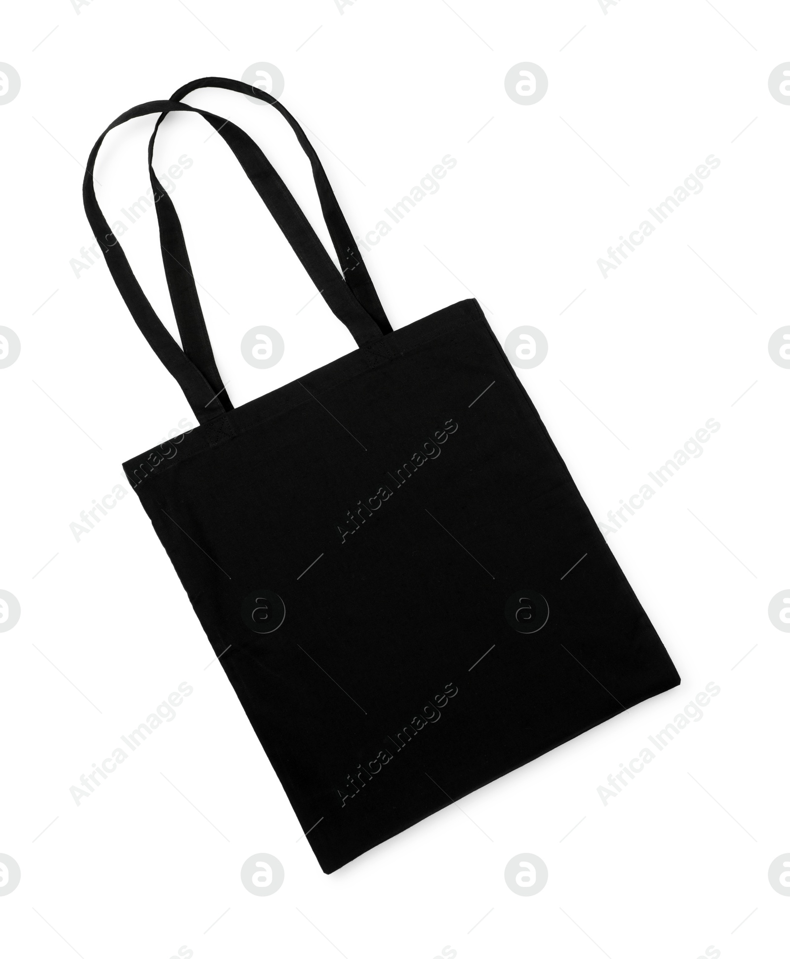 Photo of One black shopping bag isolated on white. Mockup for design