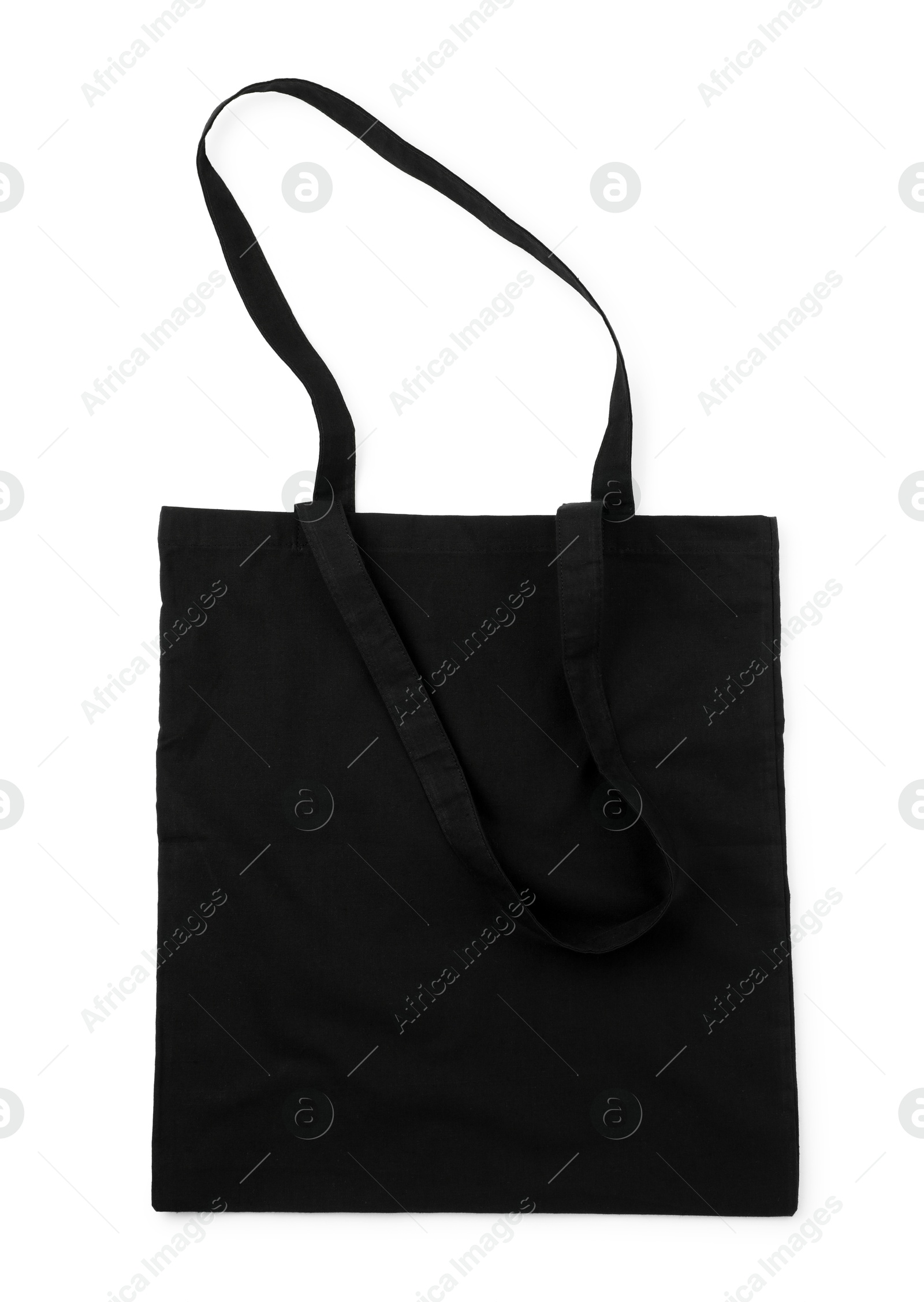 Photo of One black shopping bag isolated on white. Mockup for design