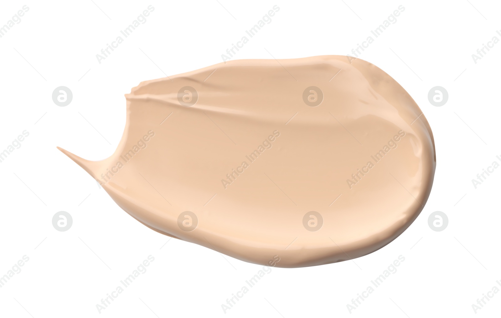 Photo of Skin foundation isolated on white, top view. Sample of cosmetic product