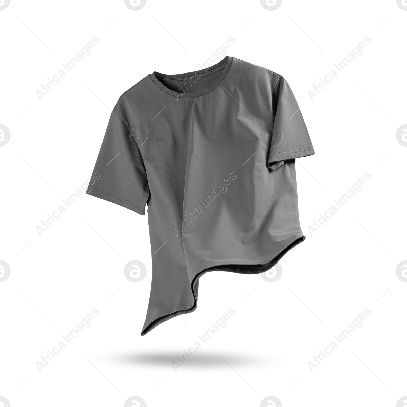 Image of Grey t-shirt in air on white background