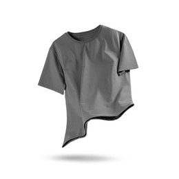 Image of Grey t-shirt in air on white background