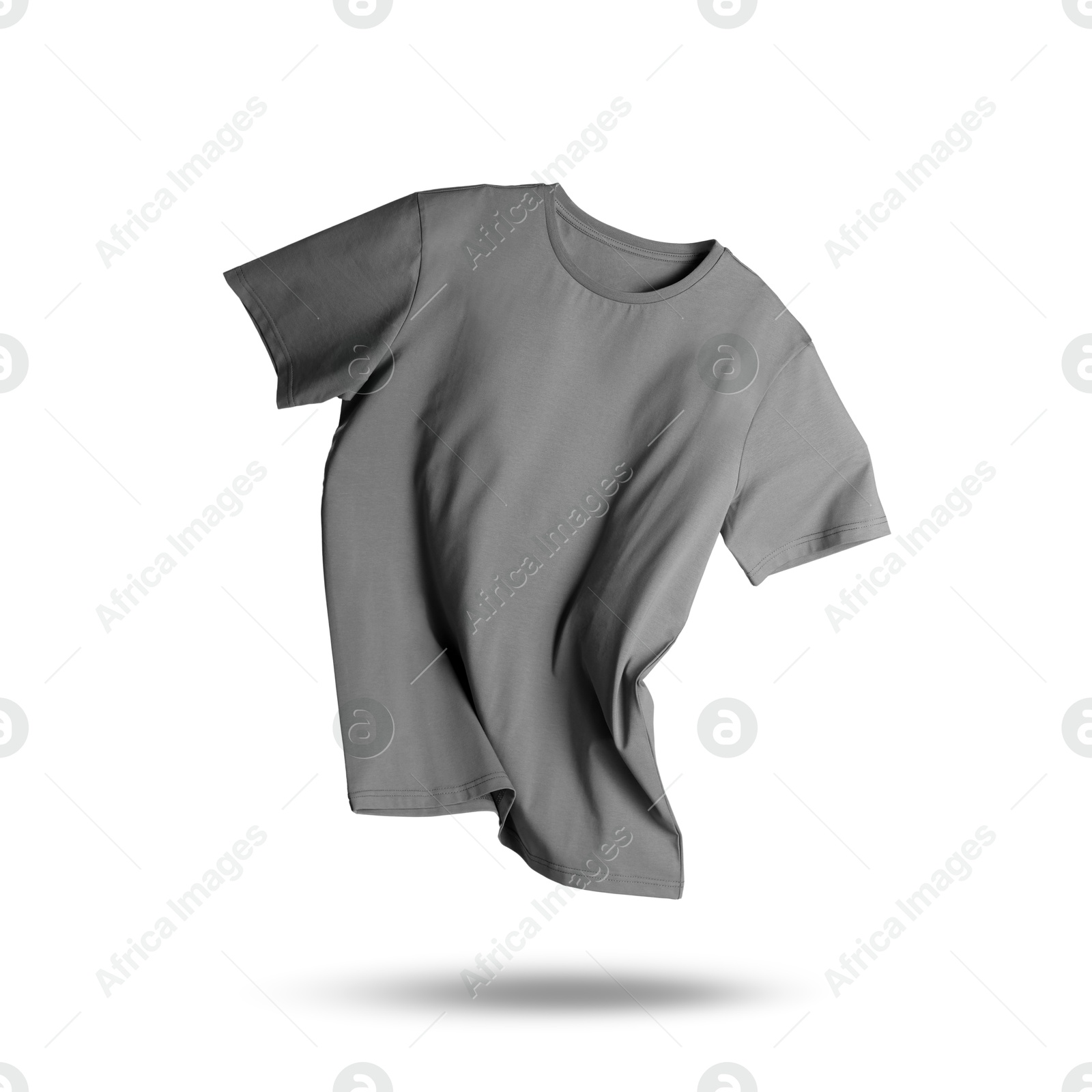 Image of Grey t-shirt in air on white background