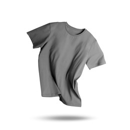 Image of Grey t-shirt in air on white background