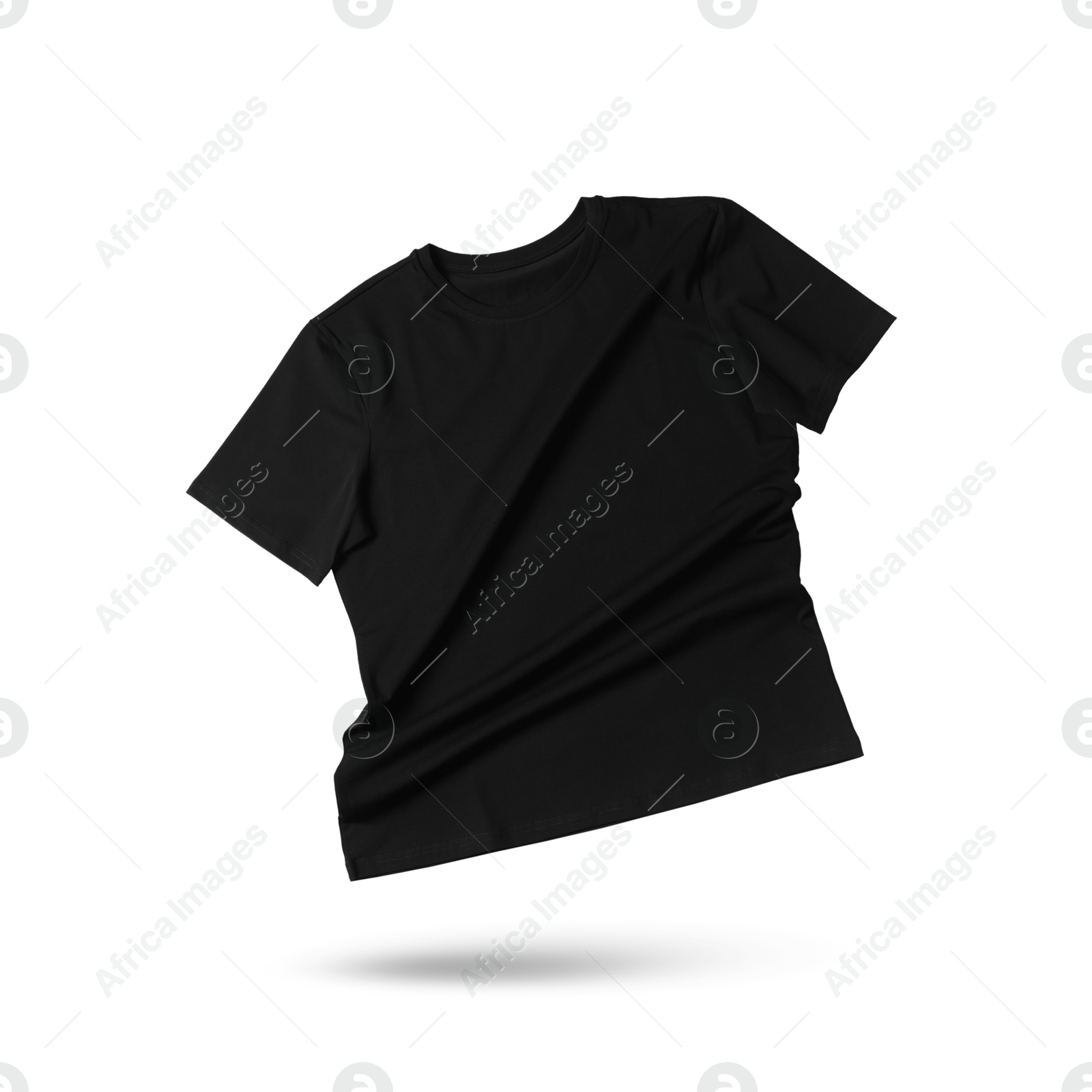 Image of Black t-shirt in air on white background