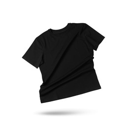 Image of Black t-shirt in air on white background