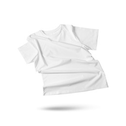 Image of One t-shirt in air on white background