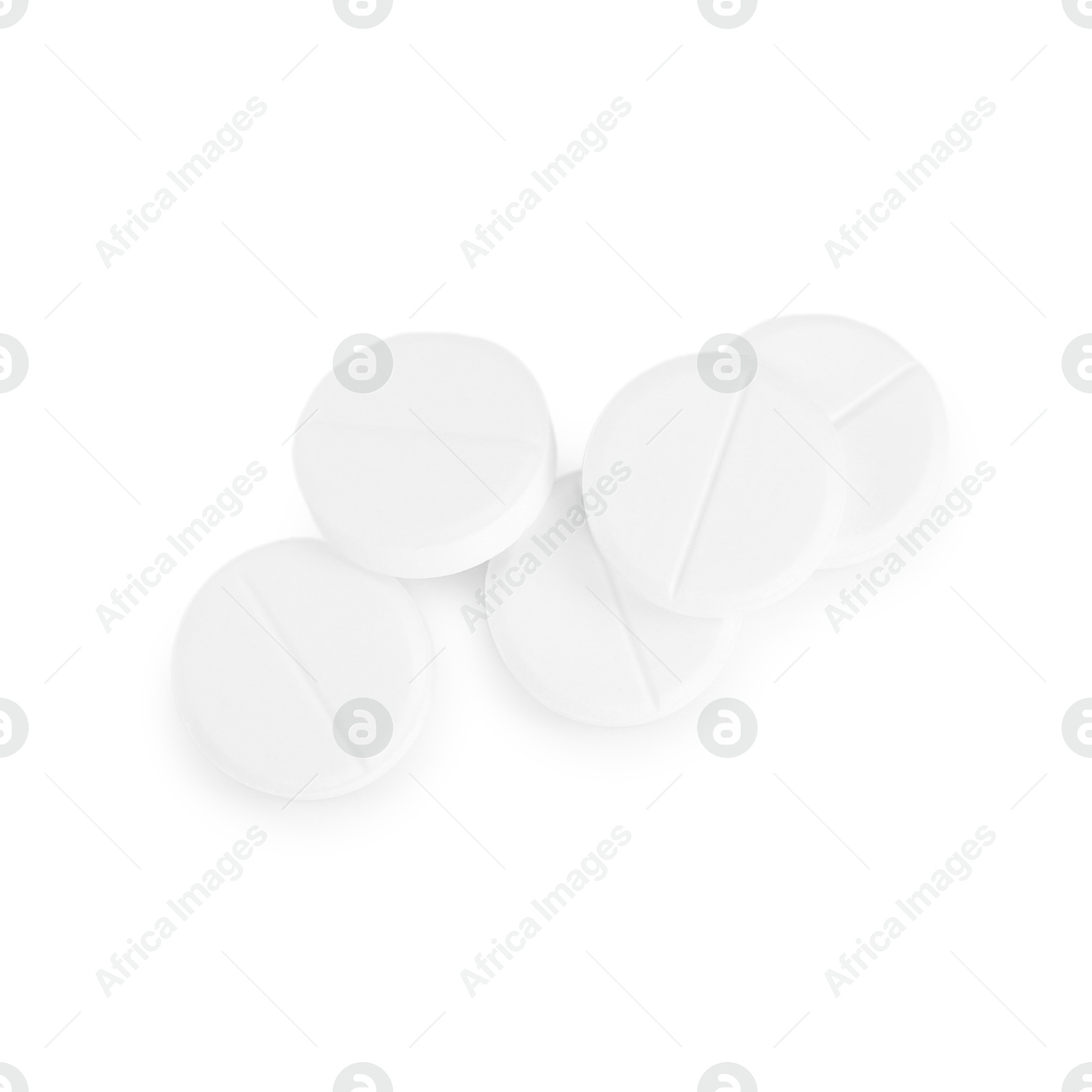 Photo of Antibiotic pills isolated on white, top view. Medicinal treatment