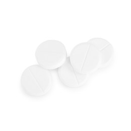 Photo of Antibiotic pills isolated on white, top view. Medicinal treatment