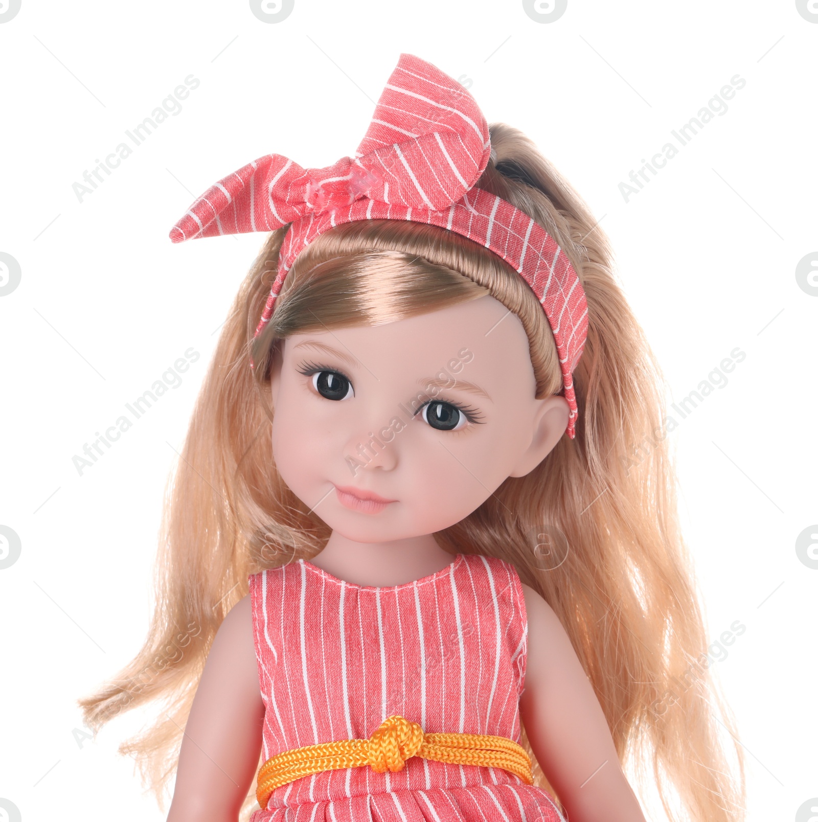 Photo of Beautiful doll with headband isolated on white