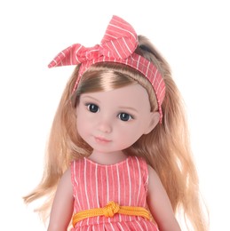 Photo of Beautiful doll with headband isolated on white