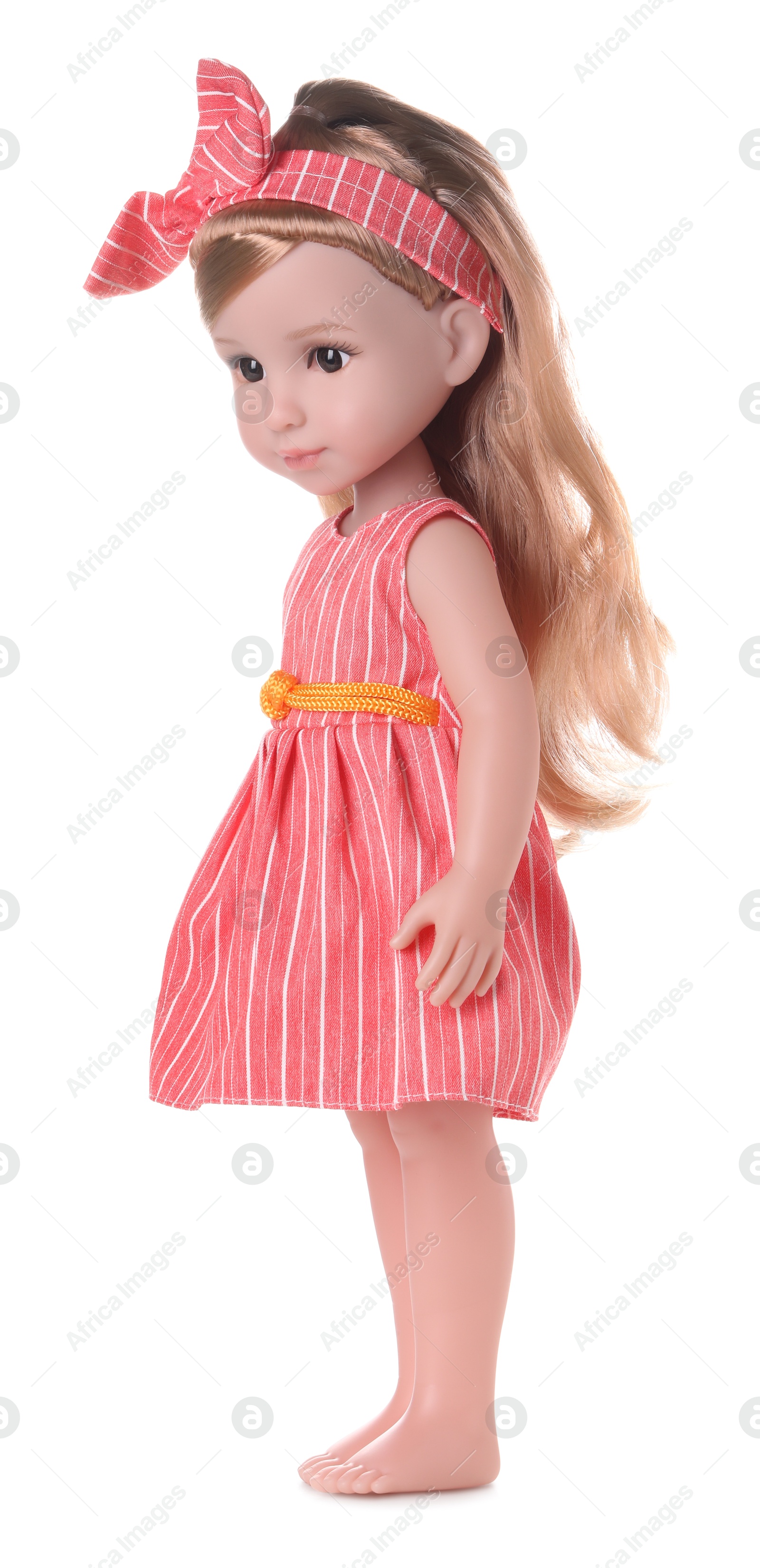 Photo of Beautiful doll with headband isolated on white