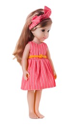 Photo of Beautiful doll with headband isolated on white