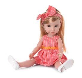 Photo of Beautiful doll with headband isolated on white