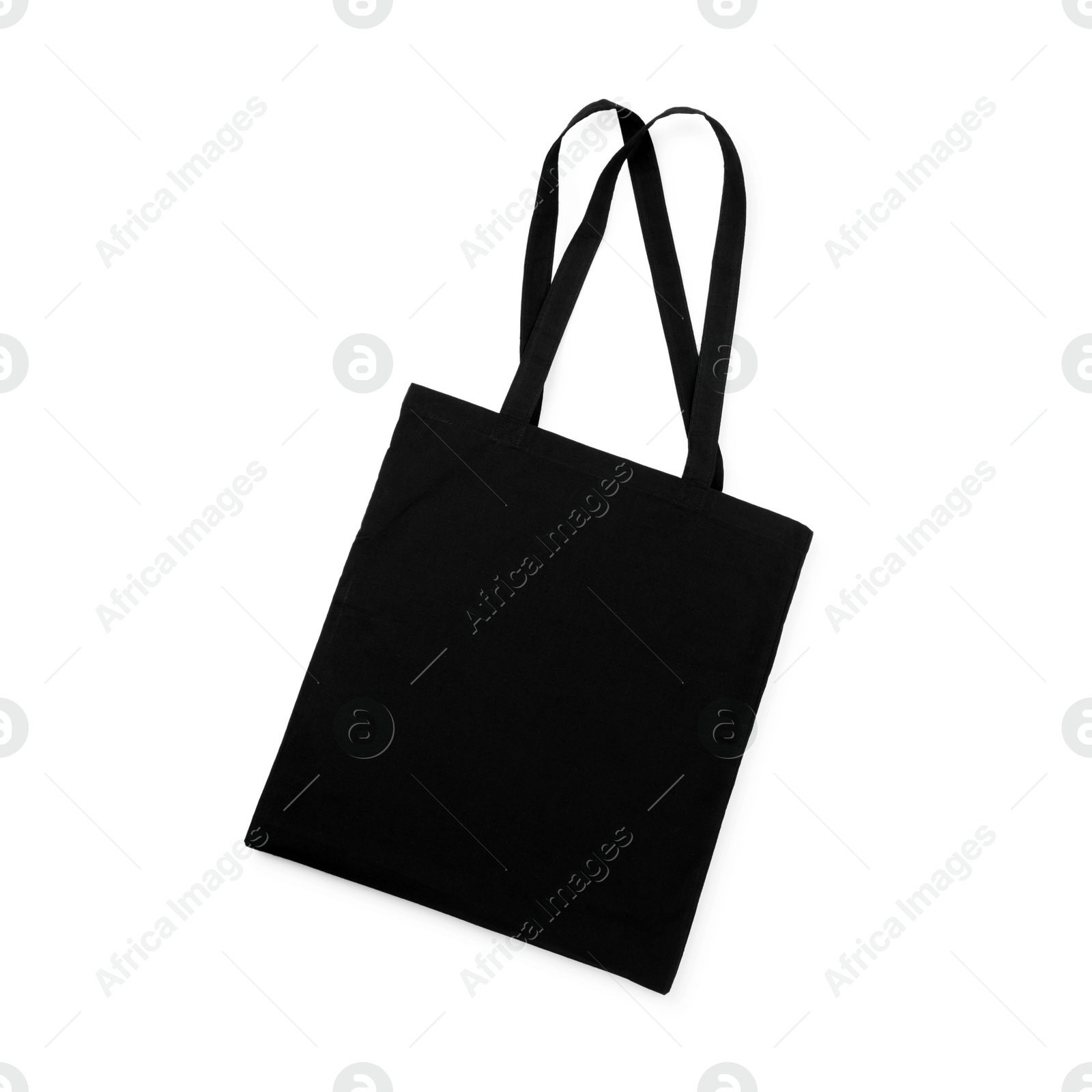 Photo of One black shopping bag isolated on white. Mockup for design