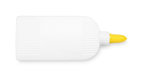 Photo of Bottle of glue isolated on white, top view