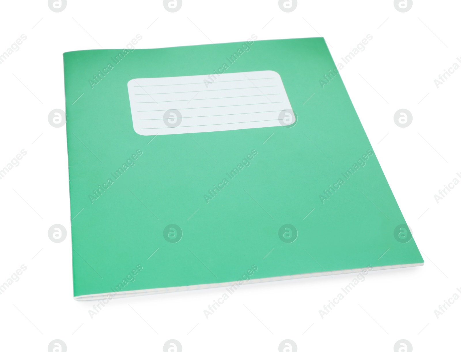 Photo of One green copybook isolated on white. School stationery