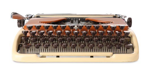 Photo of One vintage typewriter machine isolated on white