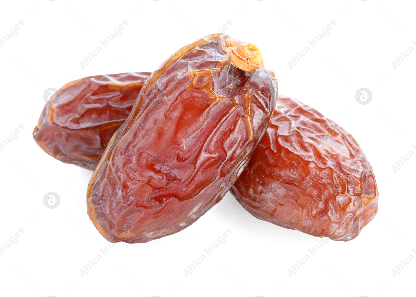 Photo of Three tasty dried dates isolated on white