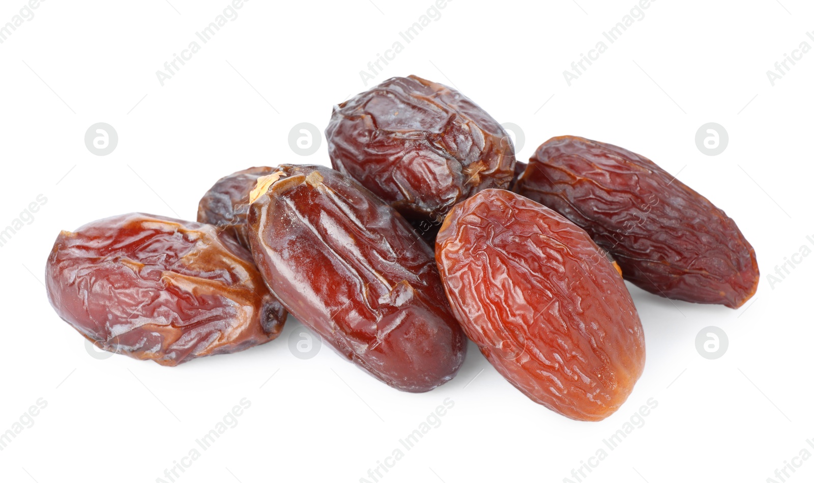 Photo of Many tasty dried dates isolated on white